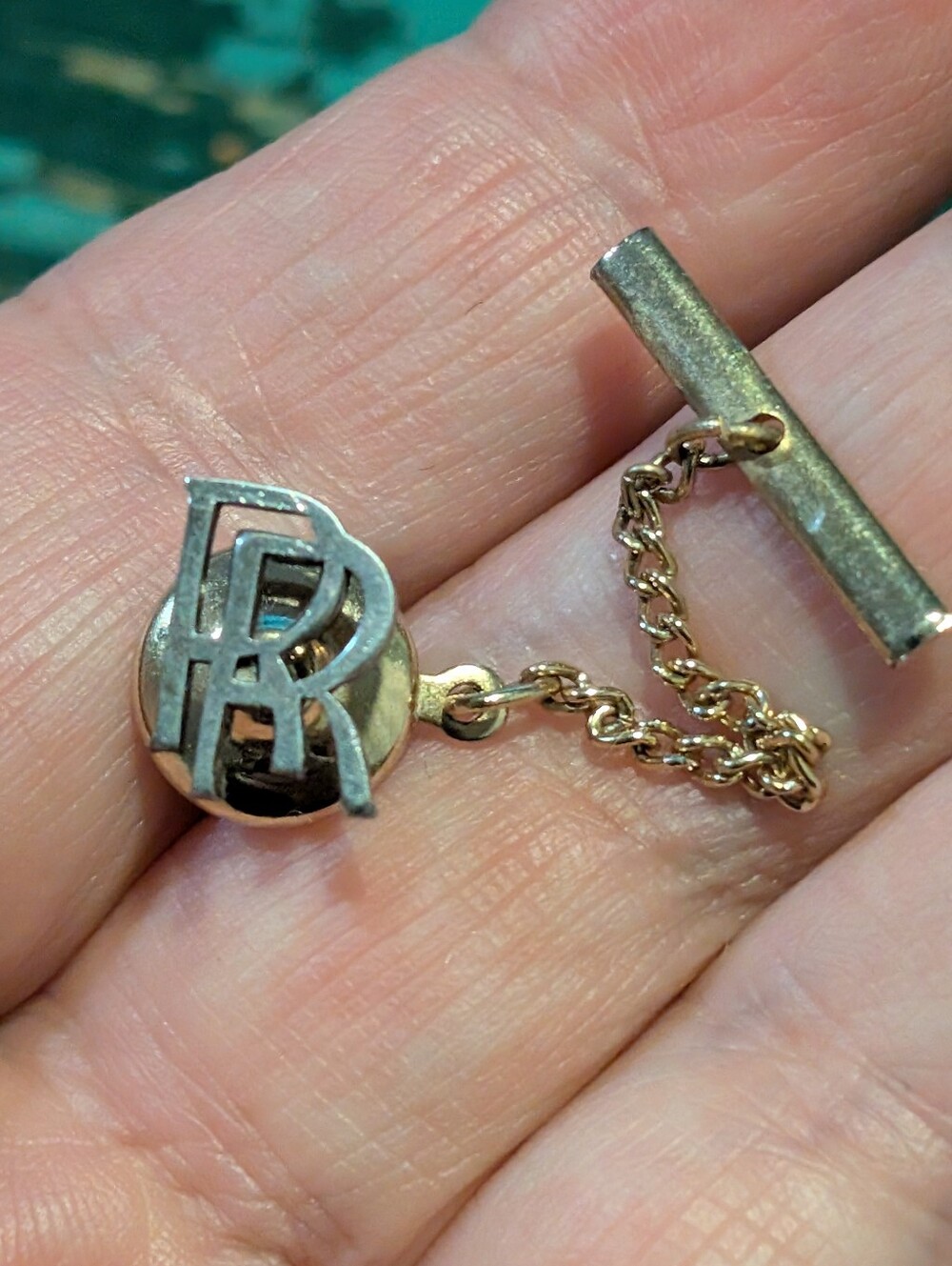 Vintage Silver Rolls Royce RR Tie Pin - Lapel Pin - Automotive Collectible